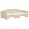 Sofa rozsuwana z materacami, kremowa, 90x200 cm, tkanina