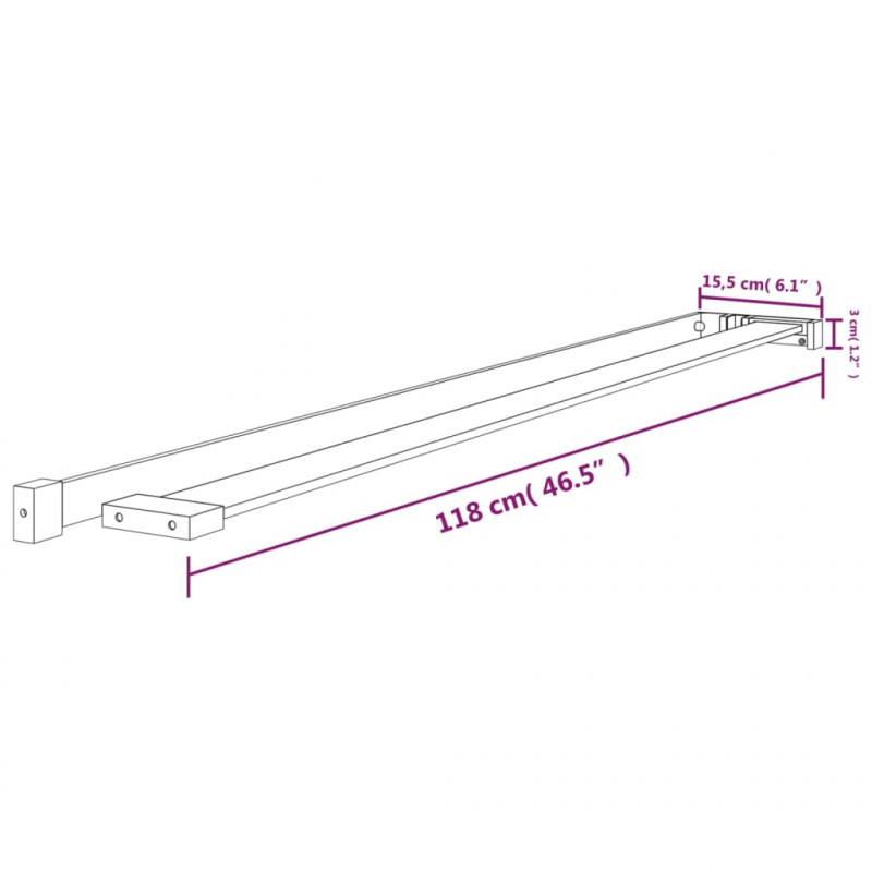 Półka ścienna do prysznica typu walk-in, czarna, 118 cm
