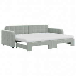 Sofa rozsuwana z materacami, jasnoszara, 80x200 cm, aksamit