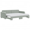 Sofa rozsuwana z materacami, jasnoszara, 80x200 cm, aksamit