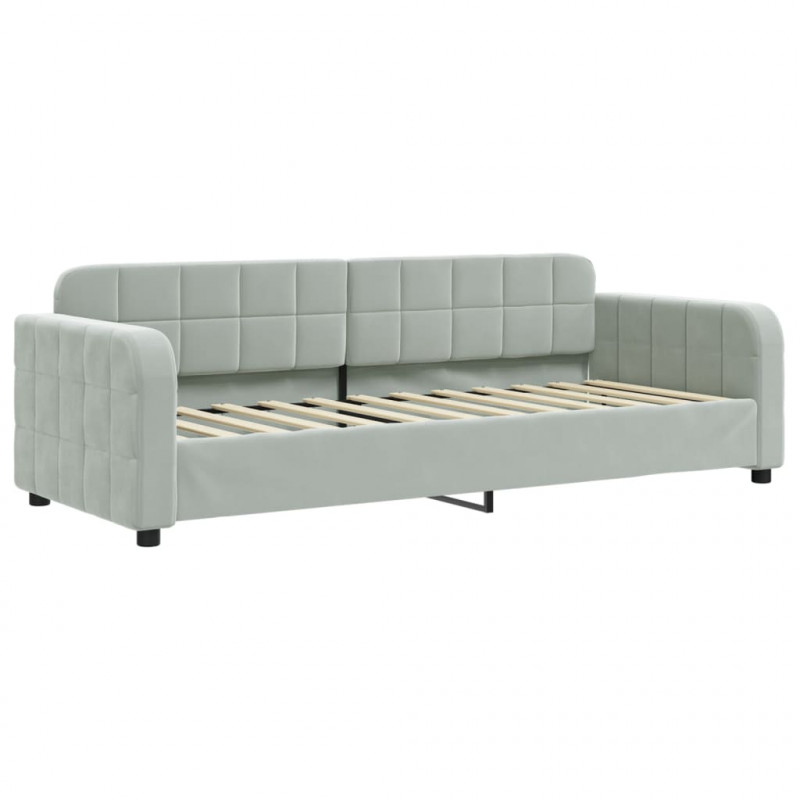 Sofa rozsuwana z materacami, jasnoszara, 80x200 cm, aksamit