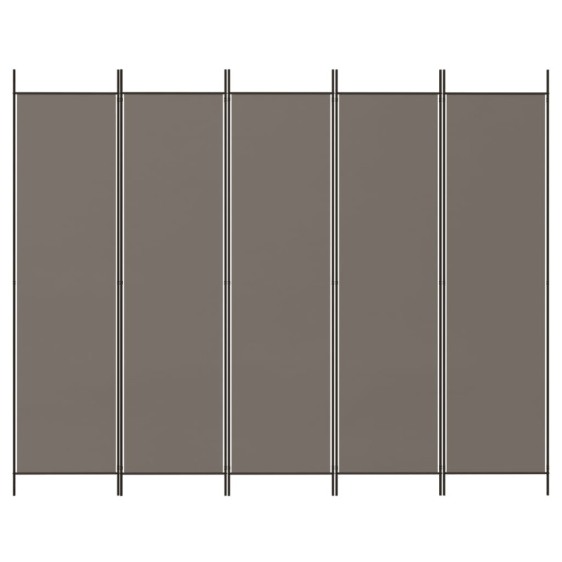 Parawan 5-panelowy, antracytowy,250x220 cm, tkanina