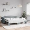 Sofa rozsuwana z materacami, jasnoszara, 90x200 cm, tkanina