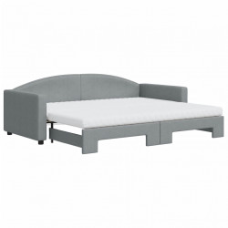 Sofa rozsuwana z materacami, jasnoszara, 90x200 cm, tkanina