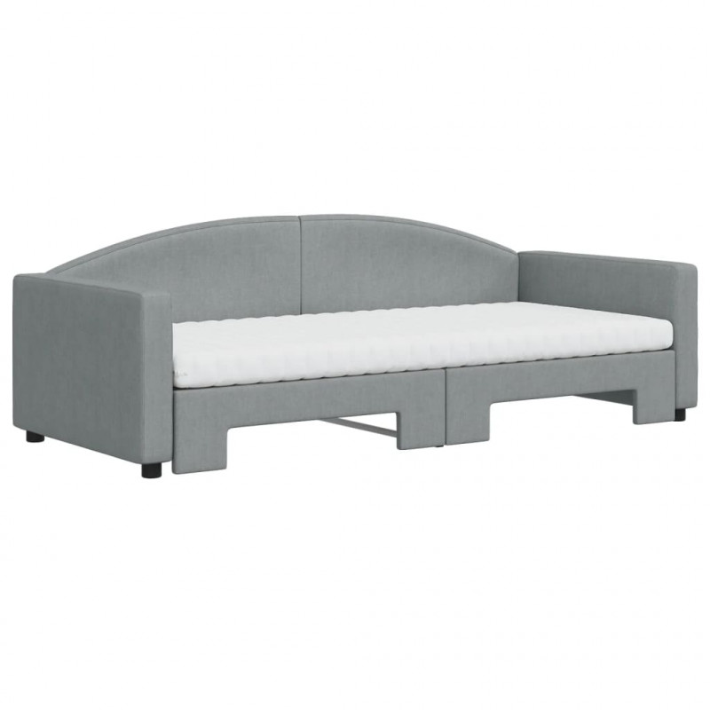 Sofa rozsuwana z materacami, jasnoszara, 90x200 cm, tkanina