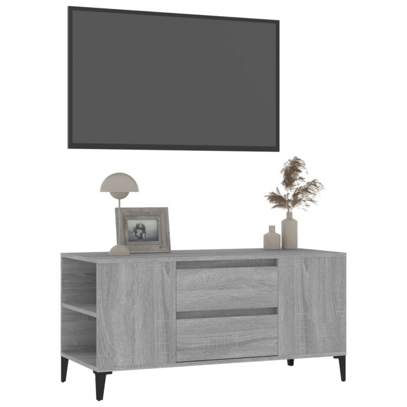 Szafka pod TV, szary dąb sonoma, 102x44,5x50 cm