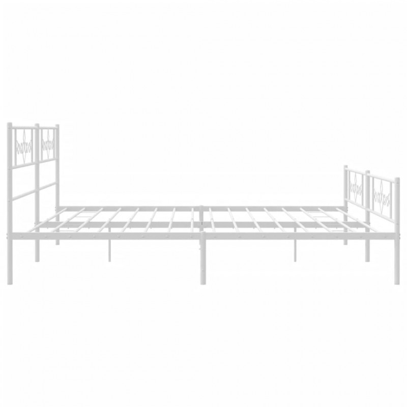 Metalowa rama łóżka z wezgłowiem i zanóżkiem, biała, 180x200 cm