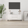 Szafka pod TV, wysoki połysk, biała, 102x44,5x50 cm