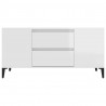 Szafka pod TV, wysoki połysk, biała, 102x44,5x50 cm