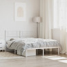 Metalowa rama łóżka z wezgłowiem, biała, 160x200 cm