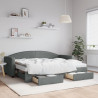 Sofa rozsuwana z szufladami, ciemnoszara, 80x200 cm, tkanina
