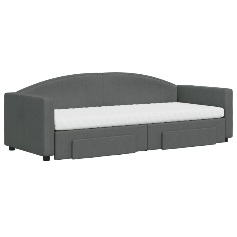 Sofa rozsuwana z szufladami, ciemnoszara, 80x200 cm, tkanina