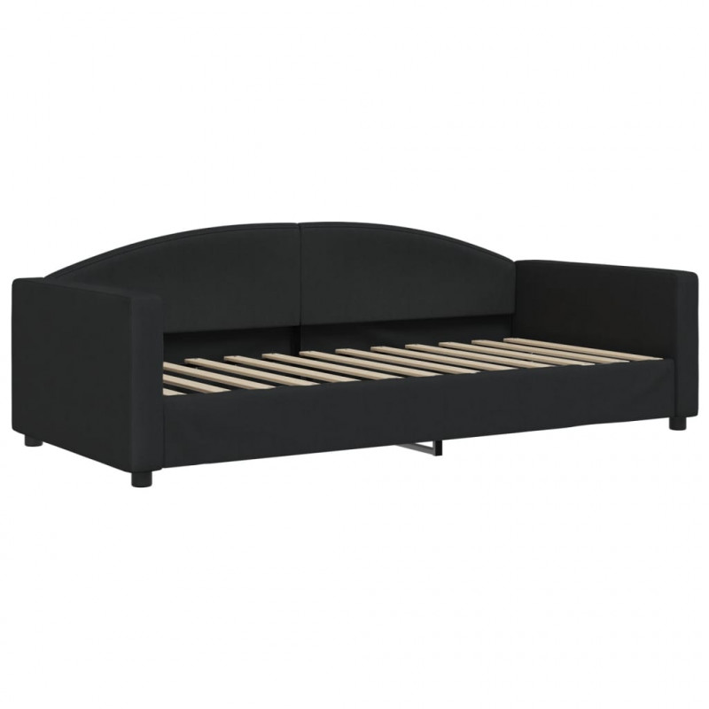 Sofa rozsuwana z szufladami, czarna, 90x200 cm, tkanina