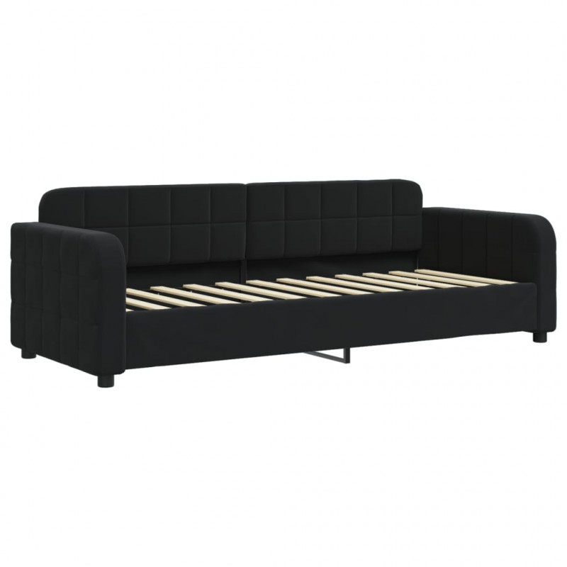 Sofa rozsuwana z materacami, czarna, 80x200 cm, aksamit