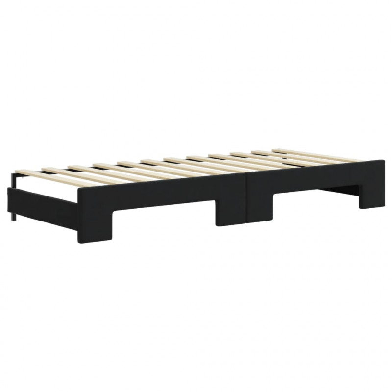 Sofa rozsuwana z materacami, czarna, 80x200 cm, aksamit