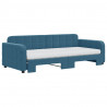 Sofa rozsuwana z materacami, niebieska, 90x200 cm, aksamit