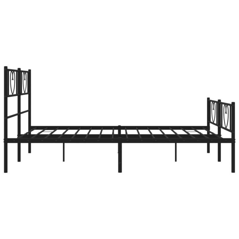 Metalowa rama łóżka z wezgłowiem i zanóżkiem, czarna, 135x190cm
