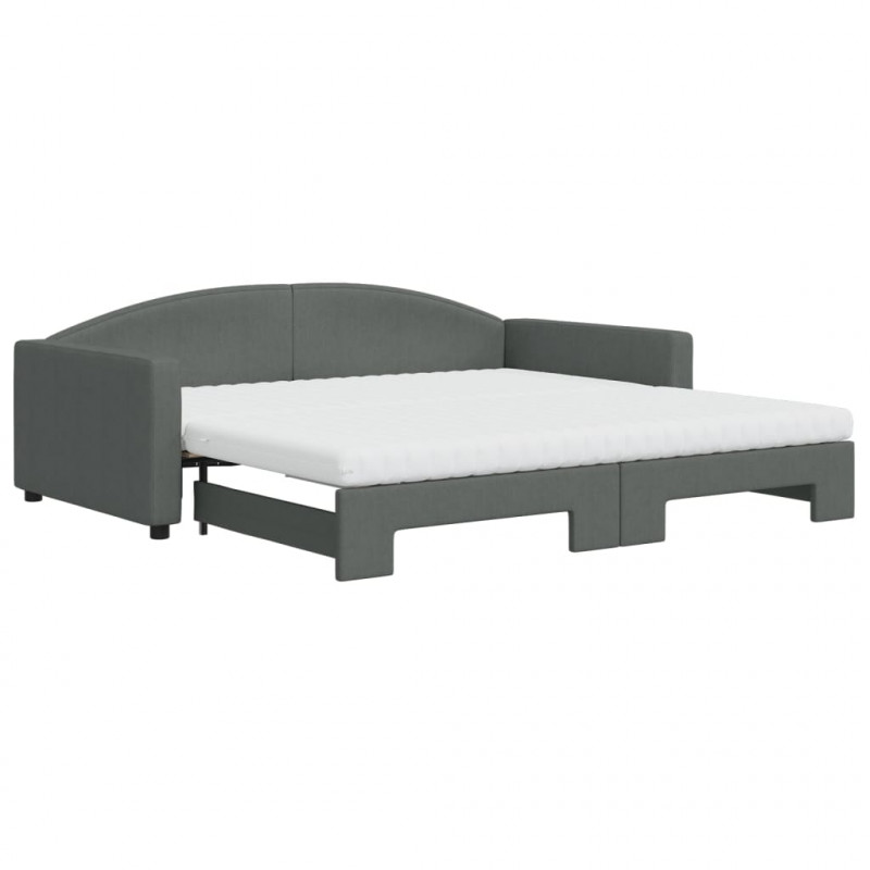 Sofa rozsuwana z materacami, ciemnoszara, 100x200 cm, tkanina