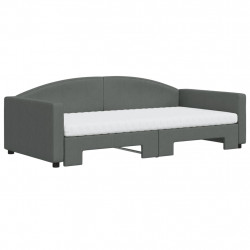 Sofa rozsuwana z materacami, ciemnoszara, 100x200 cm, tkanina