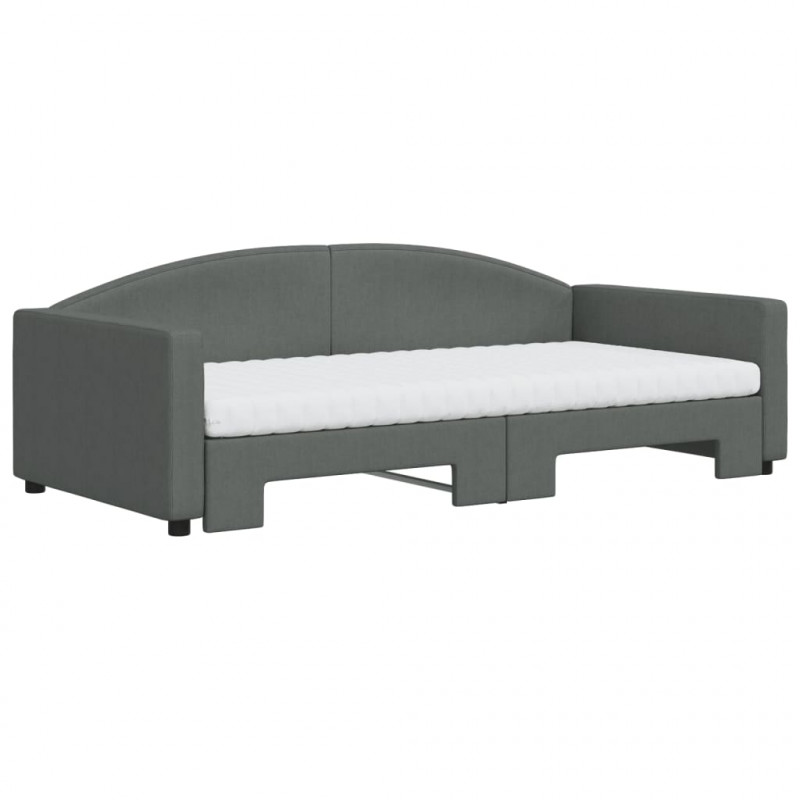 Sofa rozsuwana z materacami, ciemnoszara, 100x200 cm, tkanina