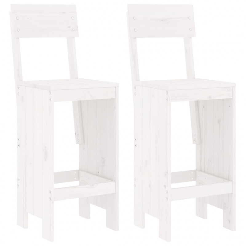 Stołki barowe, 2 szt., białe, 40x48,5x115,5 cm, drewno sosnowe