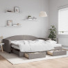 Sofa rozsuwana z szufladami, taupe, 100x200 cm, tkanina