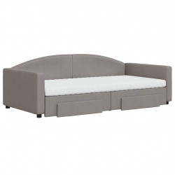 Sofa rozsuwana z szufladami, taupe, 100x200 cm, tkanina