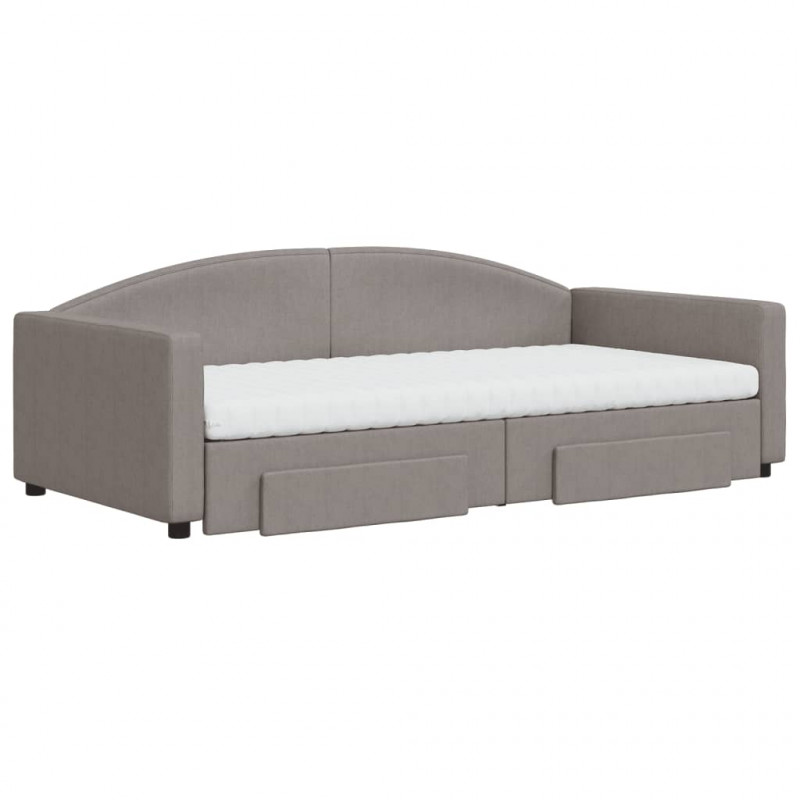 Sofa rozsuwana z szufladami, taupe, 100x200 cm, tkanina