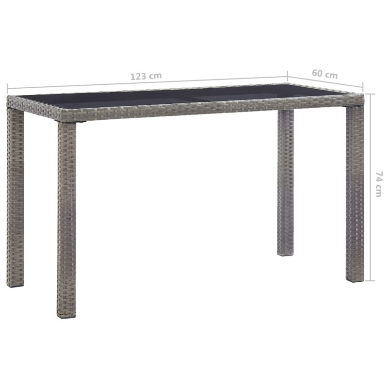 Stół ogrodowy, antracytowy, 123x60x74 cm, polirattan