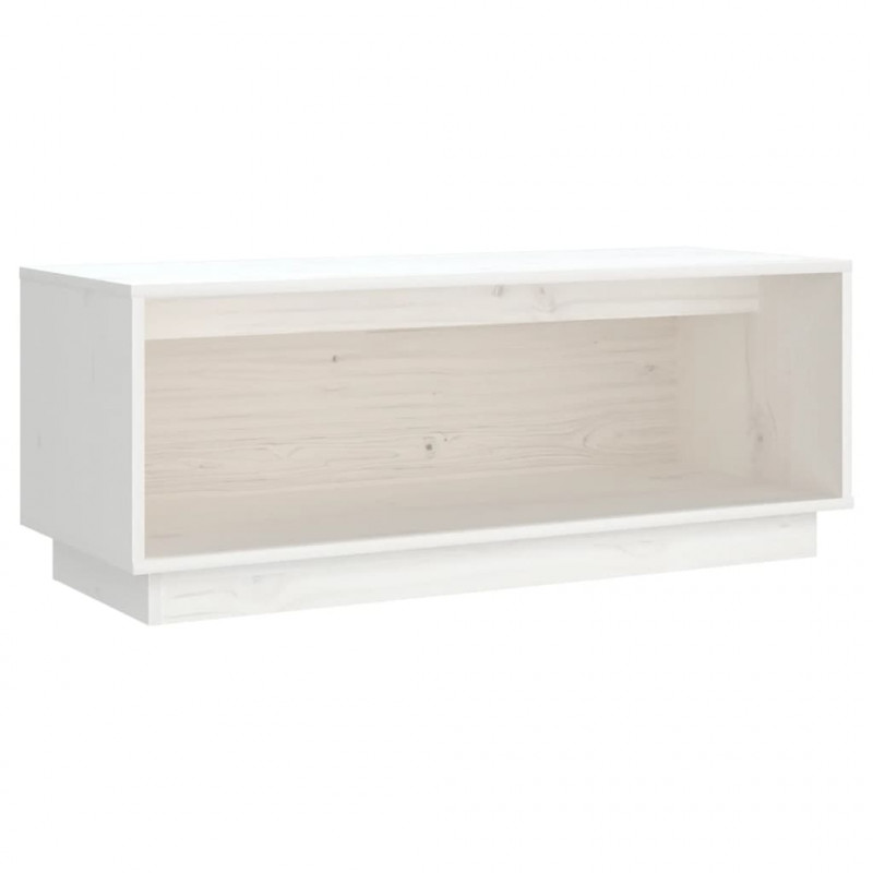 Szafka pod telewizor, biała, 90x35x35 cm, lite drewno sosnowe