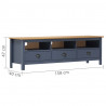 Szafka pod TV Hill, szara, 158x40x47 cm, lite drewno sosnowe