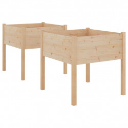 Donice ogrodowe, 2 szt., 70x70x70 cm, lite drewno sosnowe