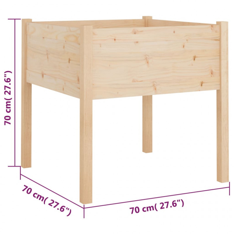 Donice ogrodowe, 2 szt., 70x70x70 cm, lite drewno sosnowe
