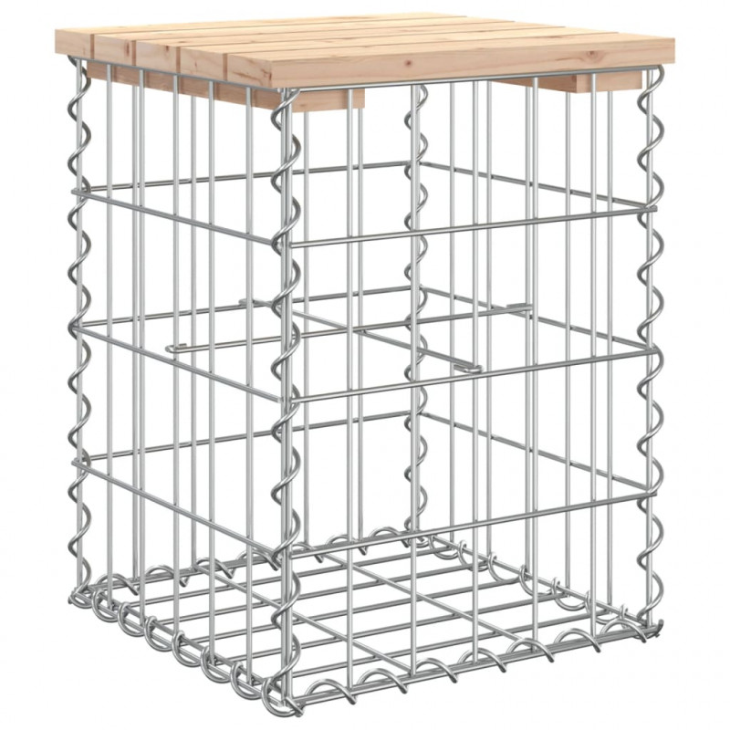 Ławka ogrodowa, gabion, 33x31x42 cm, lite drewno sosnowe