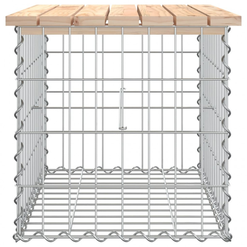 Ławka ogrodowa, z gabionem, 63x44x42 cm, lite drewno sosnowe