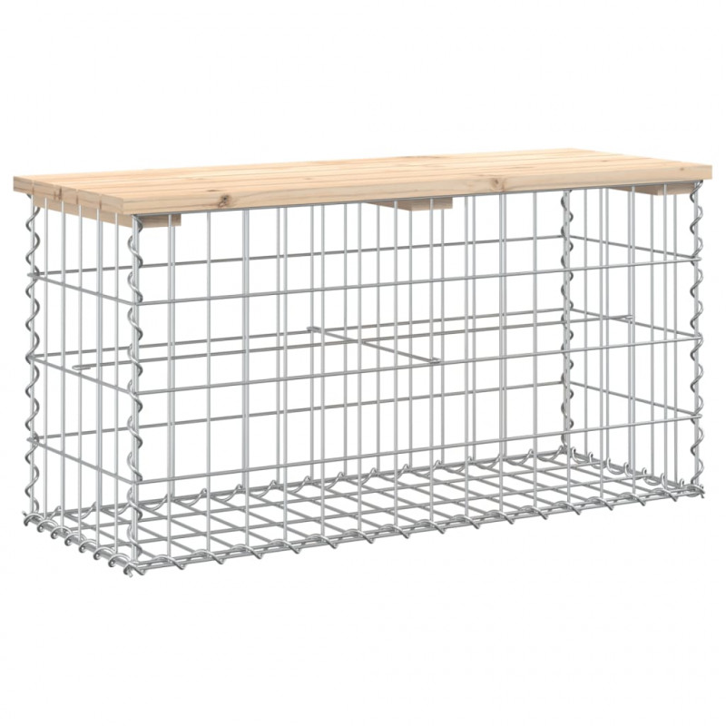 Ławka ogrodowa z gabionem, 83x31,5x42 cm, lite drewno sosnowe