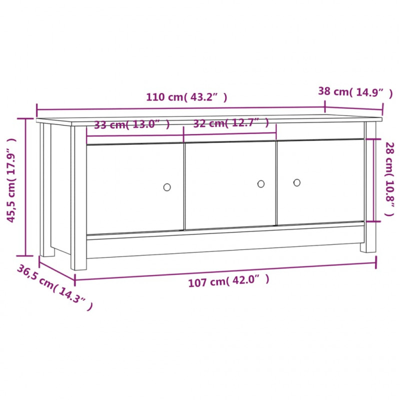 Szafka na buty, 110x38x45,5 cm, lite drewno sosnowe