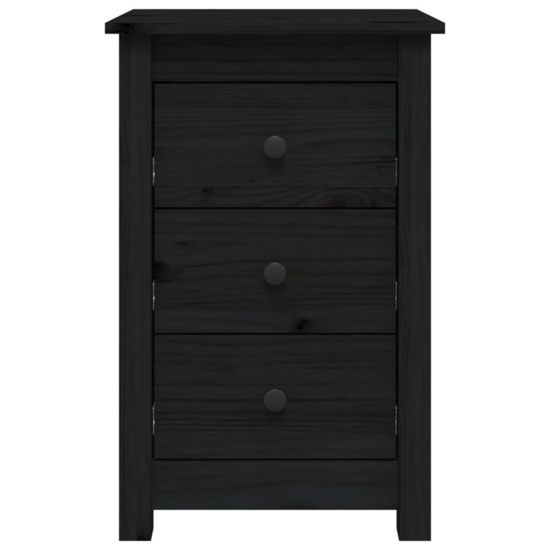 Szafka nocna, czarny, 40x35x61,5 cm, lite drewno sosnowe