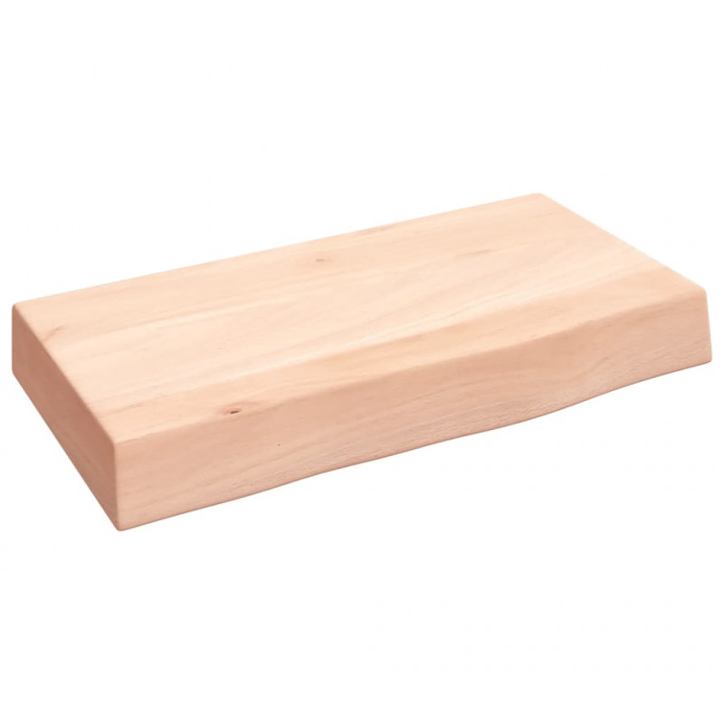 Półka, 40x20x6 cm, surowe lite drewno dębowe