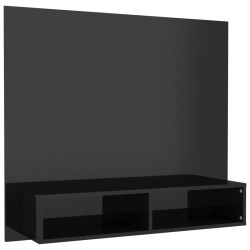 Wisząca szafka pod TV, czarna, wysoki połysk, 102x23,5x90 cm