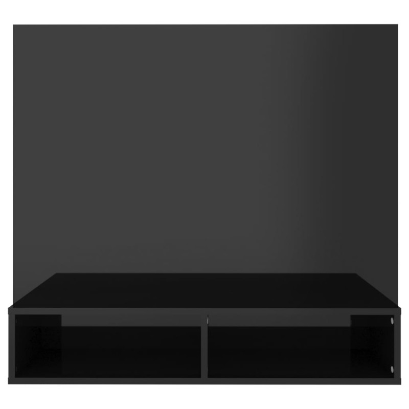 Wisząca szafka pod TV, czarna, wysoki połysk, 102x23,5x90 cm