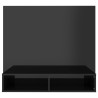 Wisząca szafka pod TV, czarna, wysoki połysk, 102x23,5x90 cm
