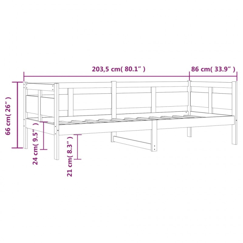 Łóżko dzienne, lite drewno sosnowe, 80x200 cm