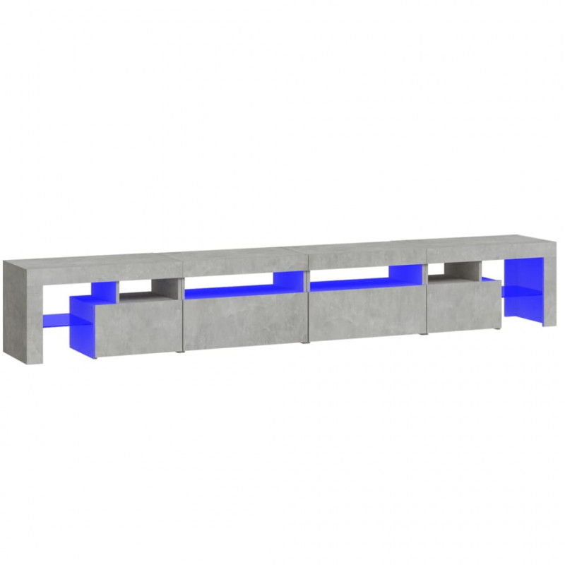 Szafka pod TV z oświetleniem LED, szarość betonu, 260x36,5x40cm