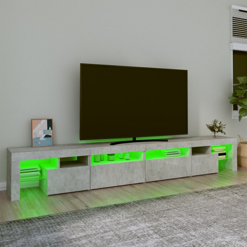 Szafka pod TV z oświetleniem LED, szarość betonu, 260x36,5x40cm