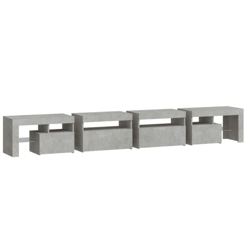 Szafka pod TV z oświetleniem LED, szarość betonu, 260x36,5x40cm