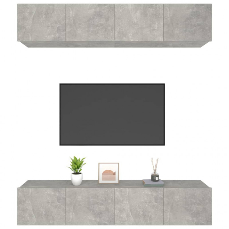 Ścienne szafki TV, 4 szt., szarość betonu, 80x30x30 cm