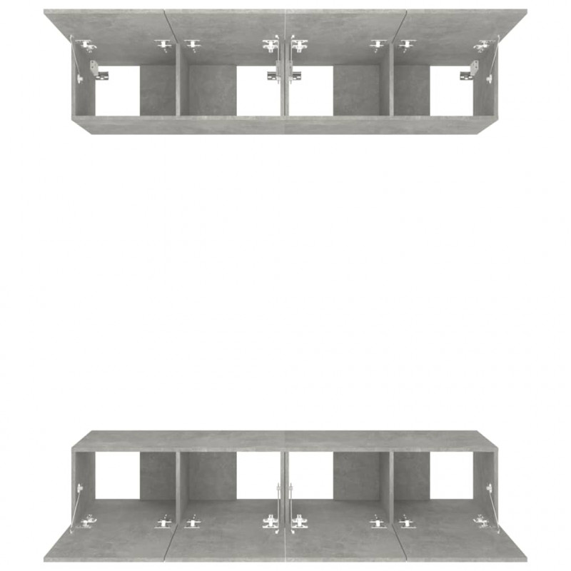 Ścienne szafki TV, 4 szt., szarość betonu, 80x30x30 cm