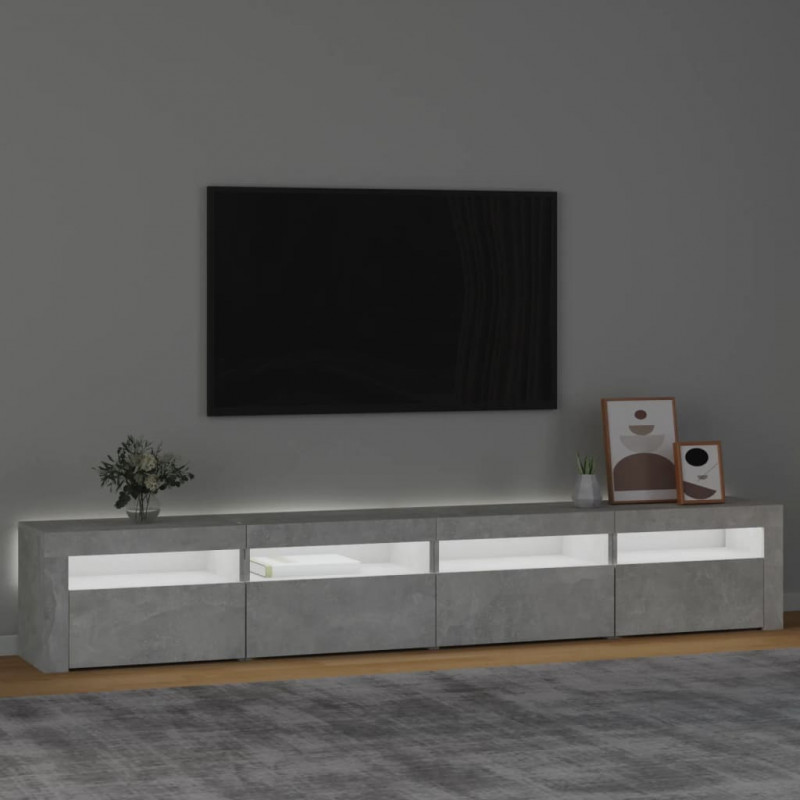 Szafka pod TV z oświetleniem LED, szarość betonu, 240x35x40 cm