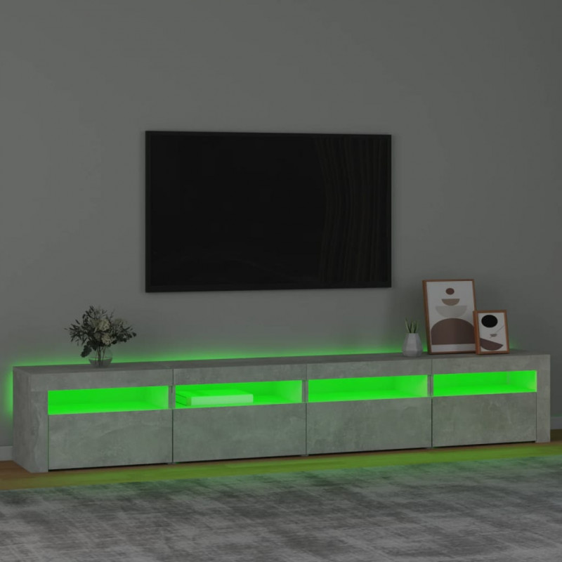 Szafka pod TV z oświetleniem LED, szarość betonu, 240x35x40 cm